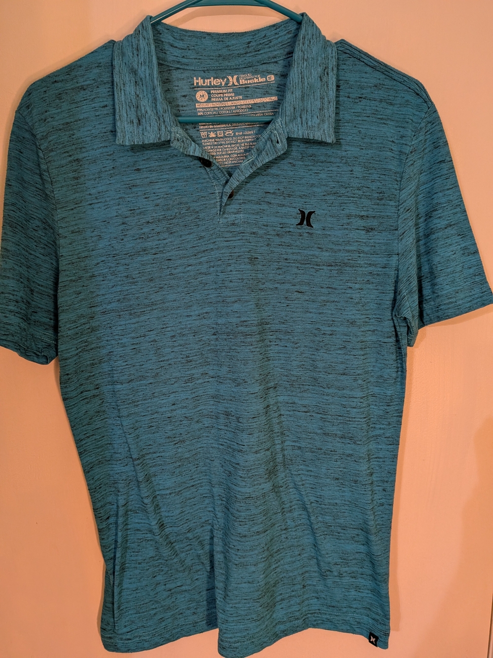 Hurley Men’s Teal Space-Dye Polo Shirt